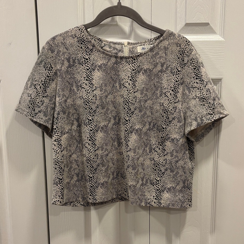 She + Sky Black and Cream Snake Print Top